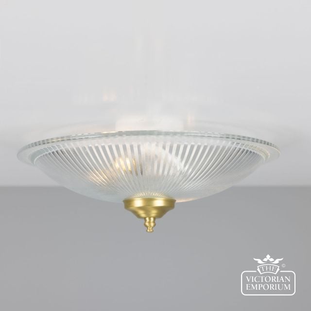 Nicosa Shallow Holophane Glass Flush Ceiling Light 30cm  Mlcf115satbrs