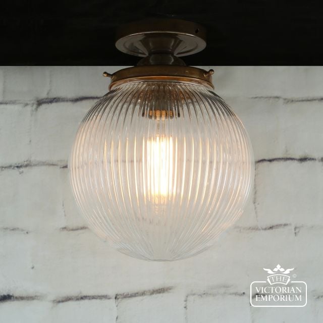Stanley Holophane Glass Globe Ceiling Light 20cm  Mlcf37antbrs 1