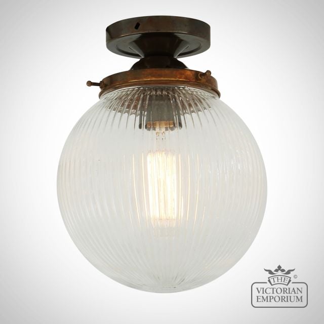 Stanley Holophane Glass Globe Ceiling Light 20cm  Mlcf37antbrs 2