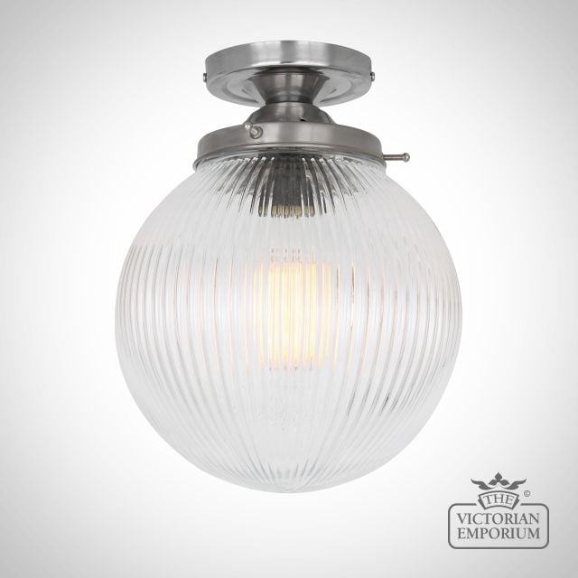 Stanley Holophane Glass Globe Ceiling Light 20cm  Mlcf37antslv