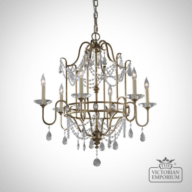 Gianna Gilded Silver Decorative 6 Light Chandelier