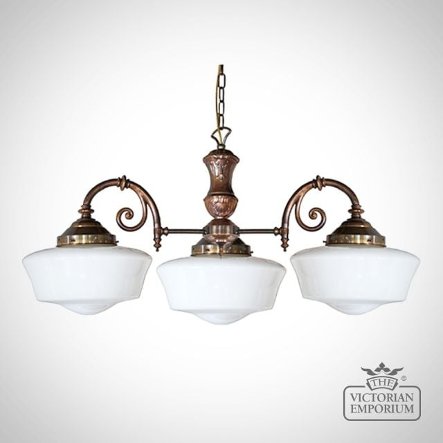 Clones 1920 S Schoolhouse 3 Arm Chandelier  Mlf006antbrs