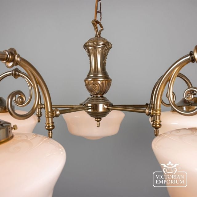 Clones 1920s Schoolhouse Chandelier Five Arm  Mlf200antbrs 4