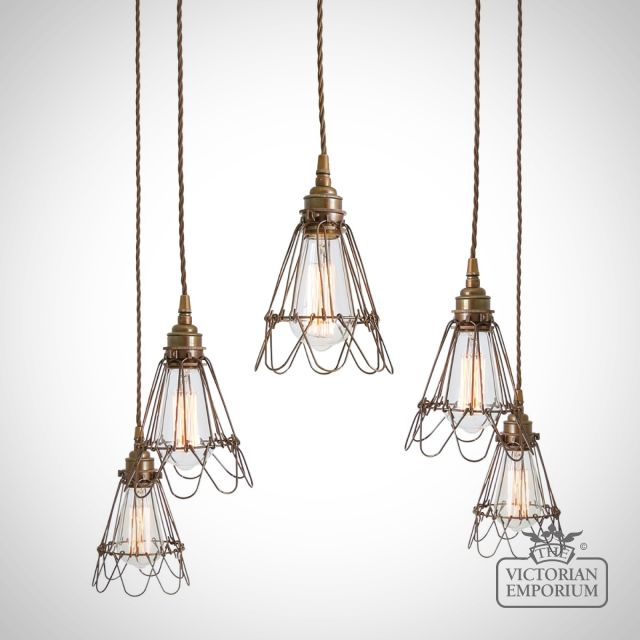 Praia Cage Pendant Cluster Five Light  Mlf177antbrs 3
