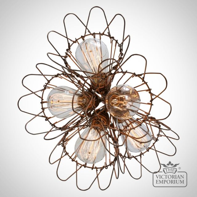 Praia Cage Pendant Cluster Five Light  Mlf177antbrs 4