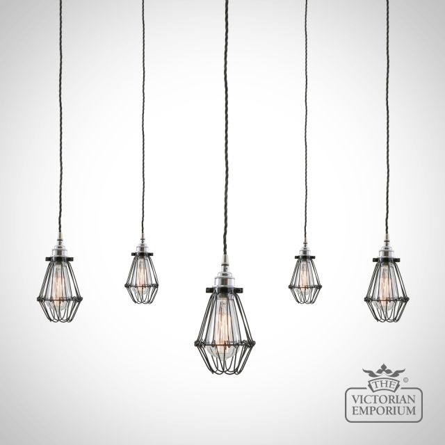 Praia Cage Pendant Cluster Five Light  Mlf177pcblk