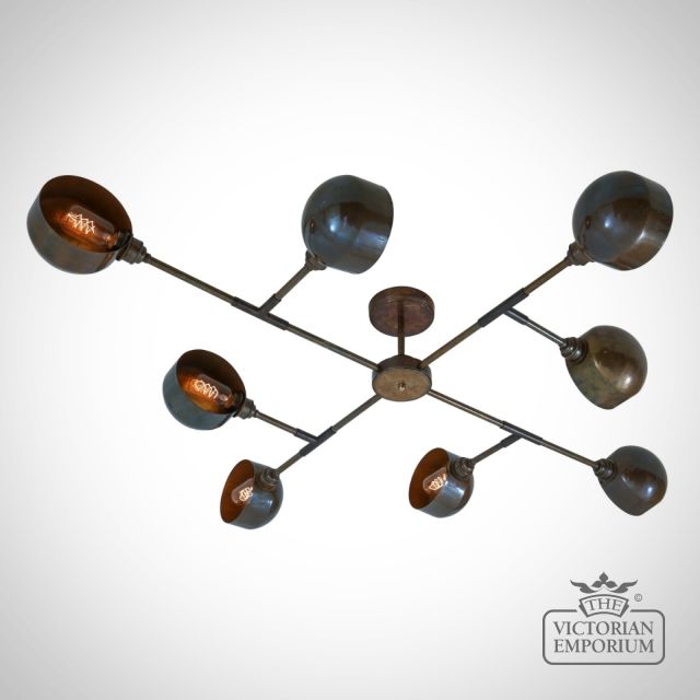 Santa Anita Industrial Flush Chandelier 8 Arm  Mlf211antbrs 9