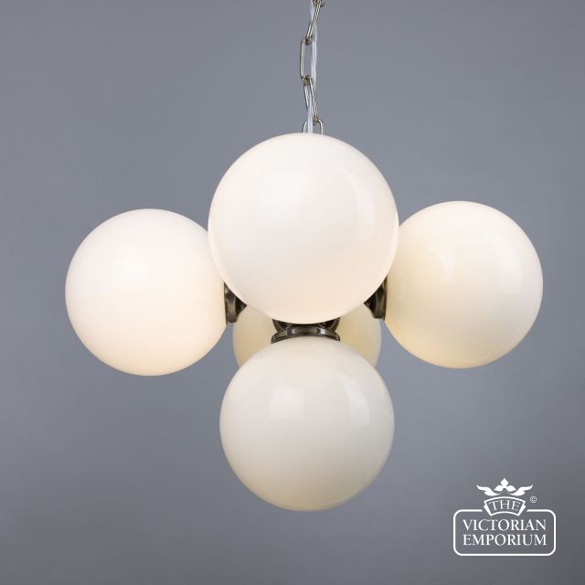 Yaounde Small Opal Globe Chandelier Five Light  Mlf203antslv 1 1