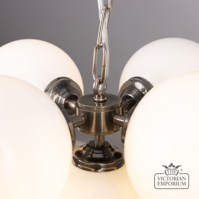 Yaounde Small Opal Globe Chandelier Five Light  Mlf203antslv 2