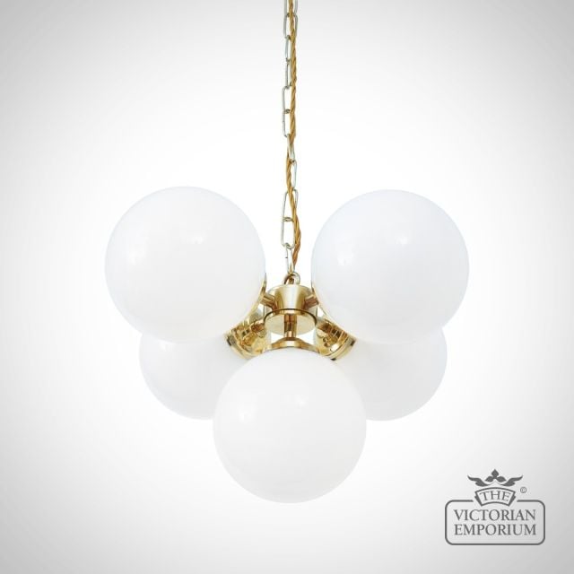 Yaounde Small Opal Globe Chandelier Five Light  Mlf203polbrs