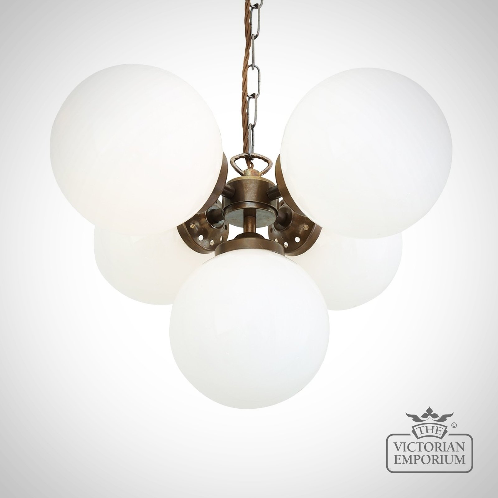 Globe Light Chandelier Featuring Classic Opal Glass Shades