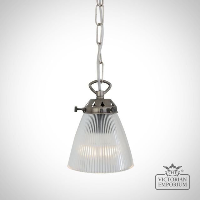 Gadar Small Holophane Glass Pendant Light  Mlp389antslv