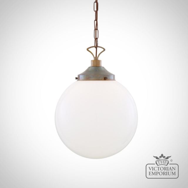 Yerevan Opal Glass Globe Pendant Light  Mlp350antbrs 1