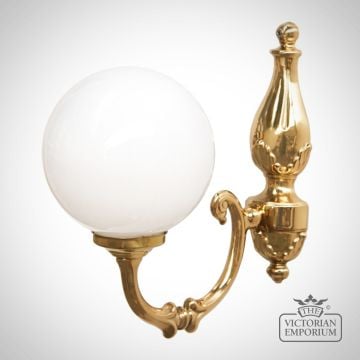 Ben Ornate Brass Wall Light With Opal Glass Globe  Mlwl034polbrs