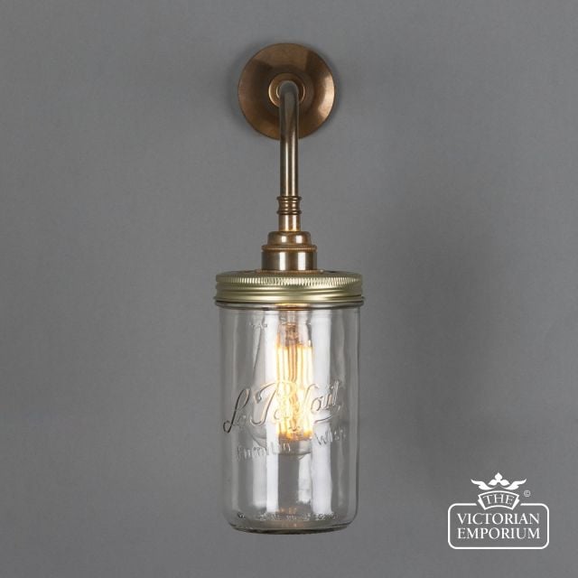 Vintage Jam Jar Glass Wall Light  Mlwl220antbrs 2 1