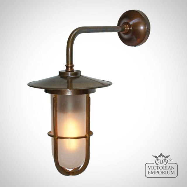 Lena Well Glass Bathroom And Outdoor Wall Light  Mlwl137antbrsfr