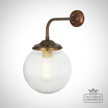 Stanley Fluted Globe Wall Light with Prismatic Holophane Glass