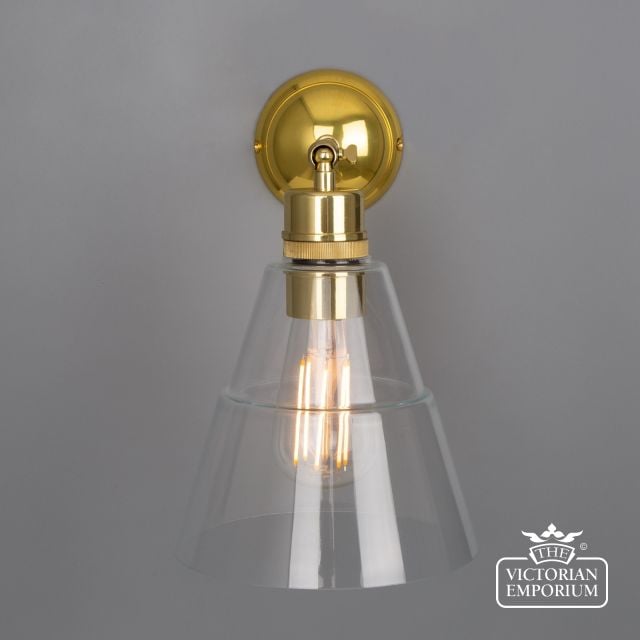 Straff Vintage Clear Glass Cone Wall Light  Mlwl198polbrs 1 1