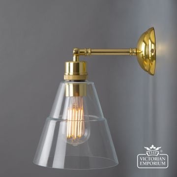 Straff Vintage Clear Glass Cone Wall Light  Mlwl198polbrs 2