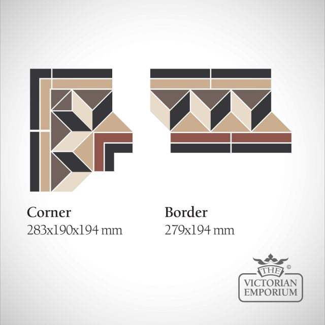 Manchester Victorian Mosaic Floor Tiles - Border or Corner