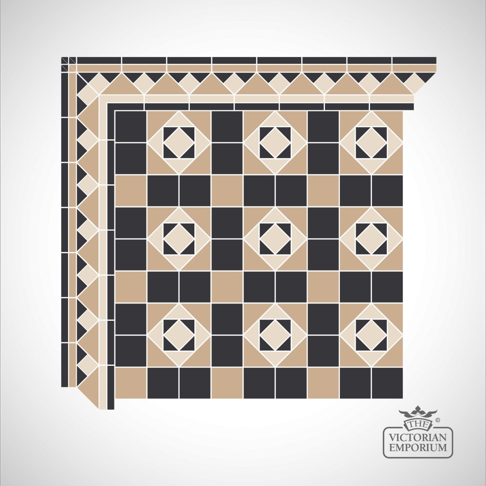 Edinburgh Victorian Mosaic Floor Tiles - Centre Pattern