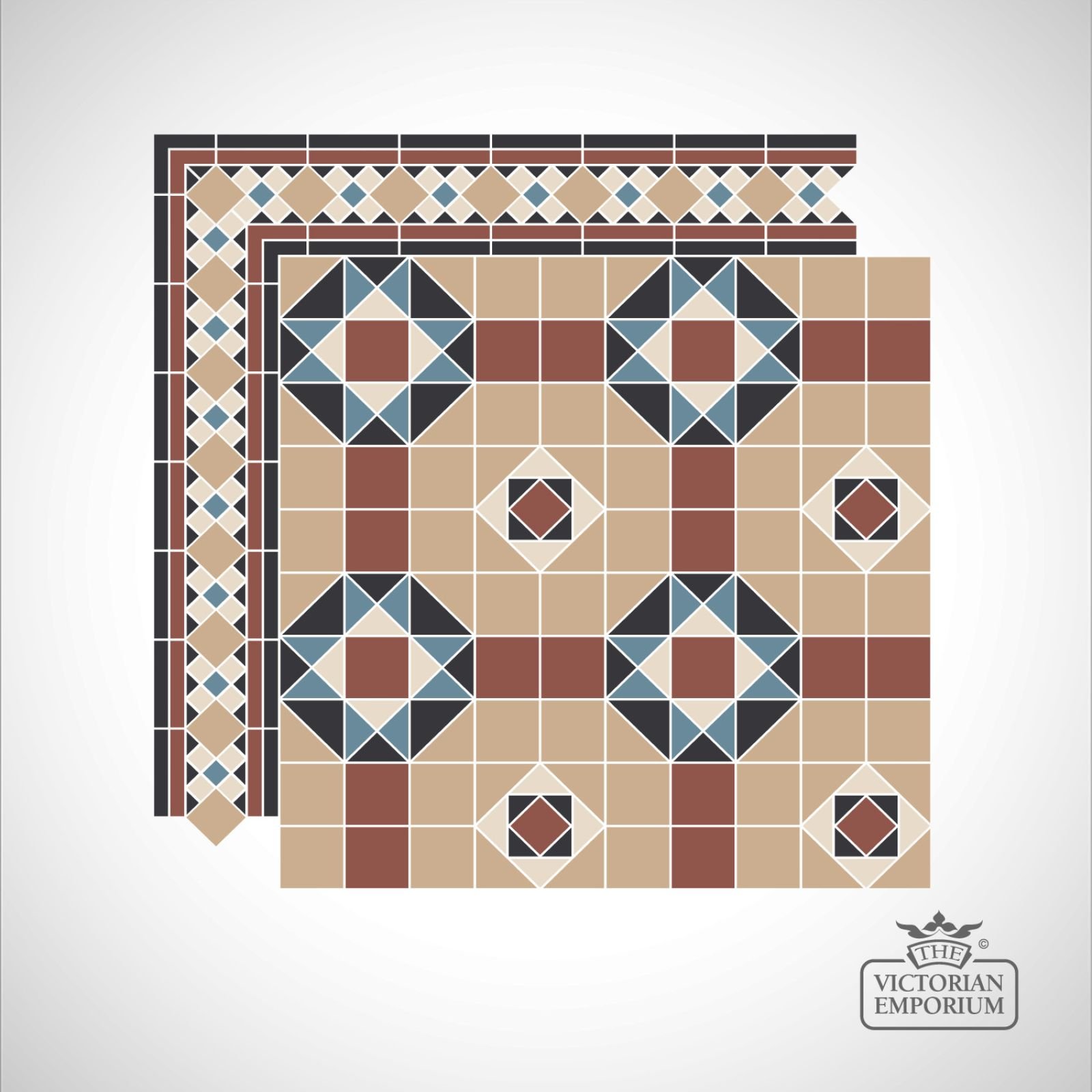 Oxford Victorian Mosaic Floor Tiles - centre panel