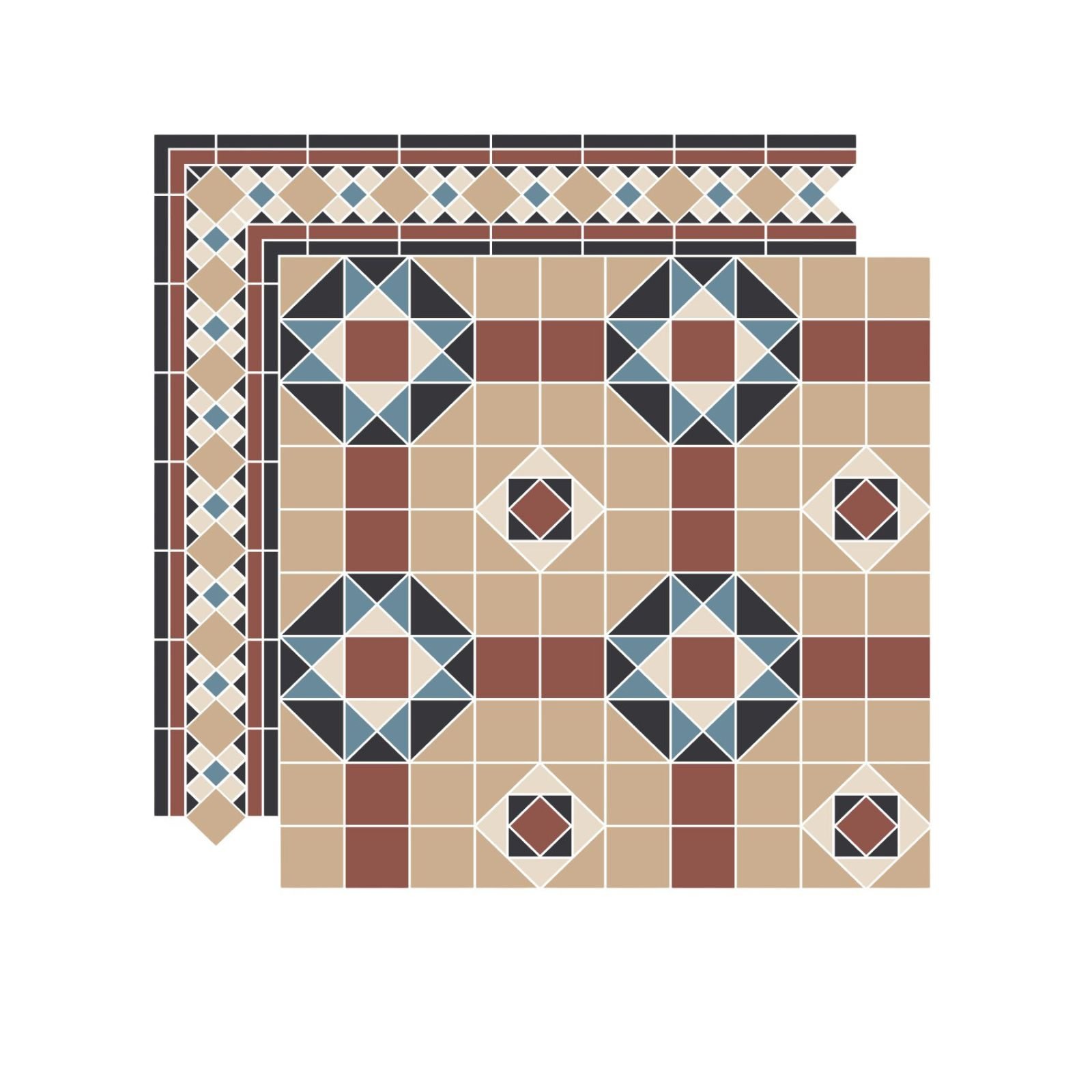 Oxford Victorian Mosaic Floor Tiles - corners and borders