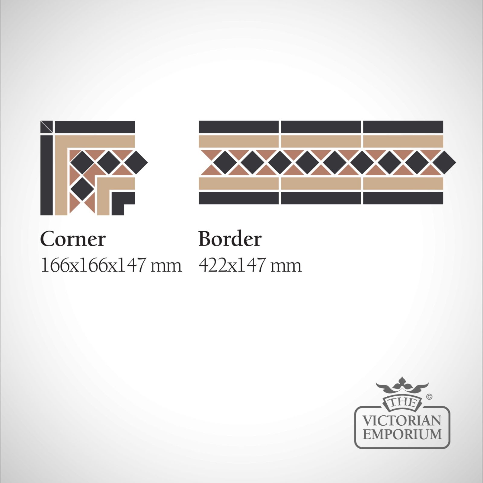 Belfast Victorian Mosaic Floor Tiles - corners and borders