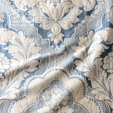Charlotte Fabric Linen And Silk Large Damask Acanthus Leaves Design F0307 Seaweed Concrete