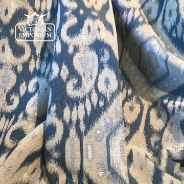 Chimu Ikat Fabric Damask Geometric Design F0272 Blue