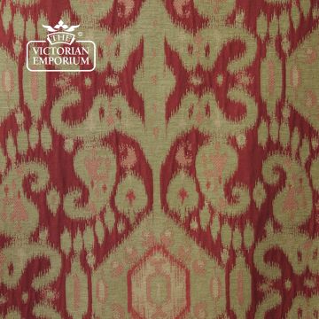 Chimu Ikat Fabric Damask Geometric Design F0272 Red Avocado