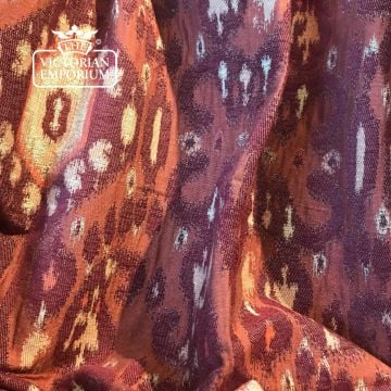 Chimu Ikat Fabric Damask Geometric Design F0272 Rust