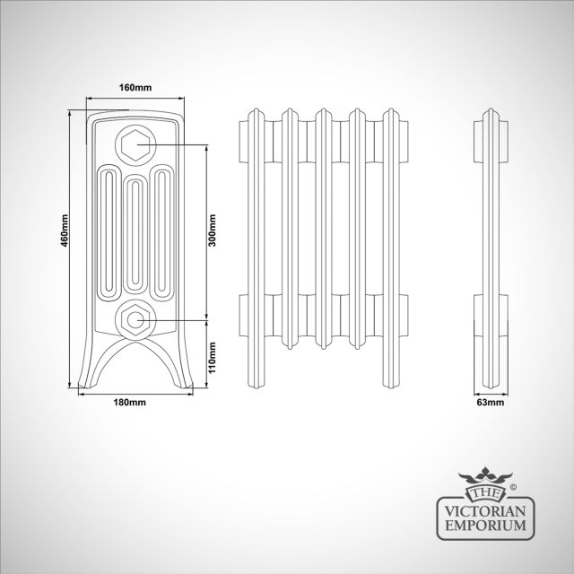 Cast Iron Radiator Rathmell 4 Column 460mm A4 Ld