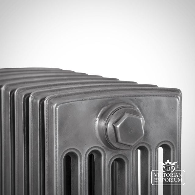 Cast Iron Radiator Rathmell 6 Column Satin Polished Cut Out Close Up 1