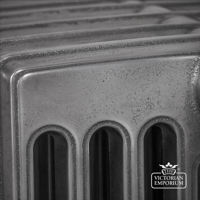 Cast Iron Radiator Rathmell 9 Column Satin Polished Cut Out Close Up 1