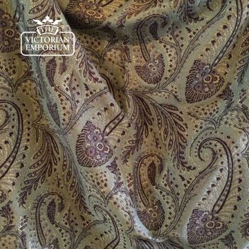 Paisley Leaf Fabric Paisley Floral Design F0289 Sage Aubergine