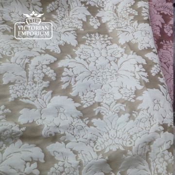 Marinella Fabric Foliage Damask Silk Design F0315 Bianco