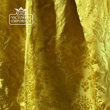 Marinella Fabric Foliage Damask Silk Design F0315 Dumphries Yellow