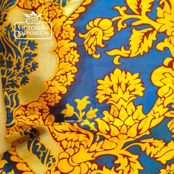 Pine Piccadilly Fabric Grand Damask Trellis Design F0139 Azure Gold