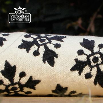 Quatrefoil Bagot Fabric Cotton Chenille Geometric Design F0050 Natural Black