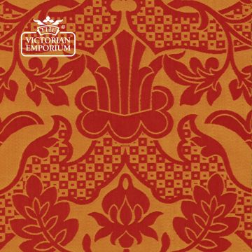 St Margaret Brocade Fabric Damask Medieval Design F1004 Red Gold