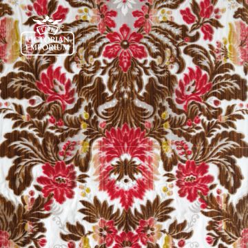 Tivoli Fabric Silk Velvet Floral Damask Design F0263 Truffle Rose