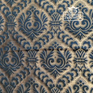 Tybalt Fabric Cut Velvet Floral Trellis Design F0355 Drake Blue