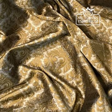 Tybalt Fabric Cut Velvet Floral Trellis Design F0355 Old Gold