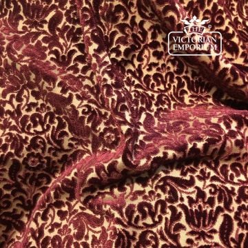 Wisley Velvet Fabric Floral Foliage Design F0318 Wine