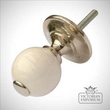 French porcelain cabinet knob in nickel