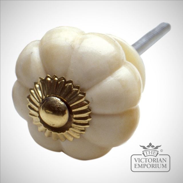 Porcelain bone pumpkin cabinet knob