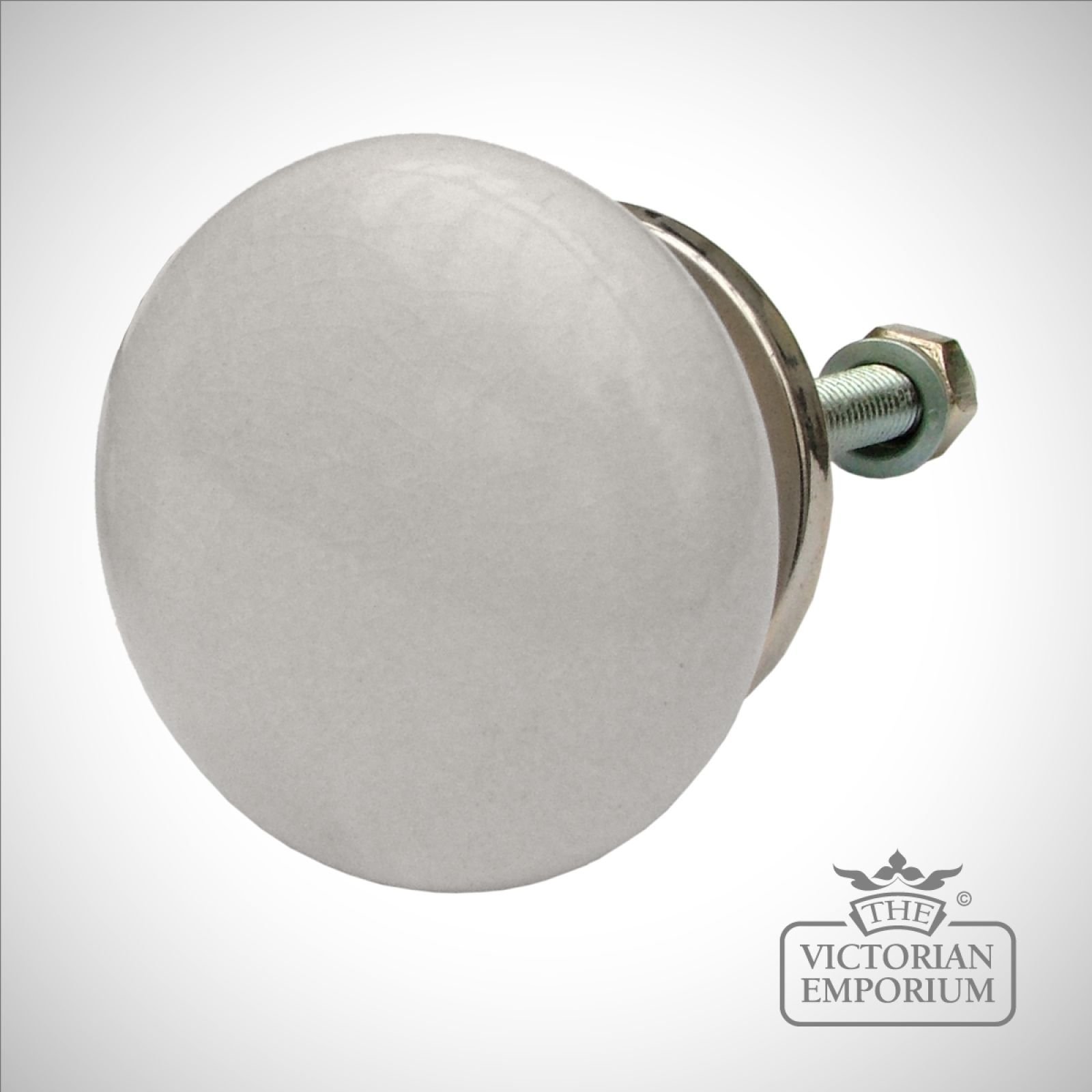 Round white porcelain cabinet knob