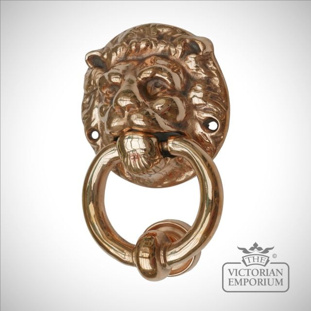 Large Lions head door knocker in a choice of metals