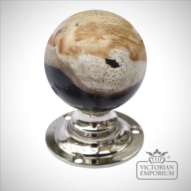Fossilised Wood Round Turning Handle Nickel Base Fwth2